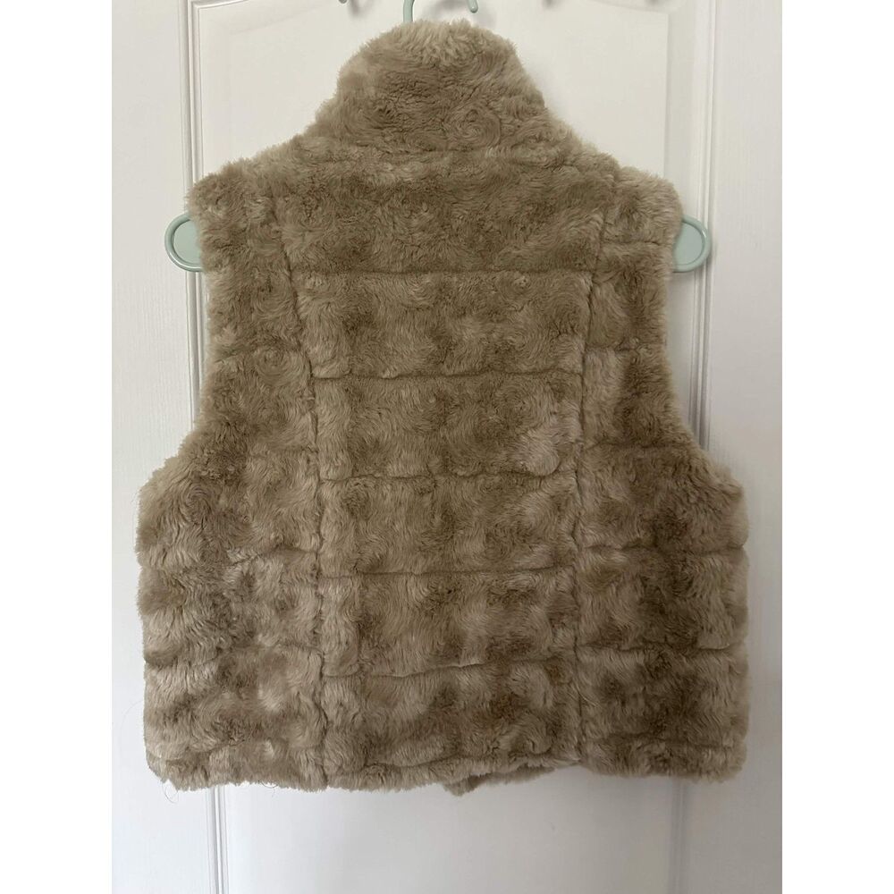 ELLE Faux Fur Vest Women's XS Beige/Taupe - Picture 3 of 5